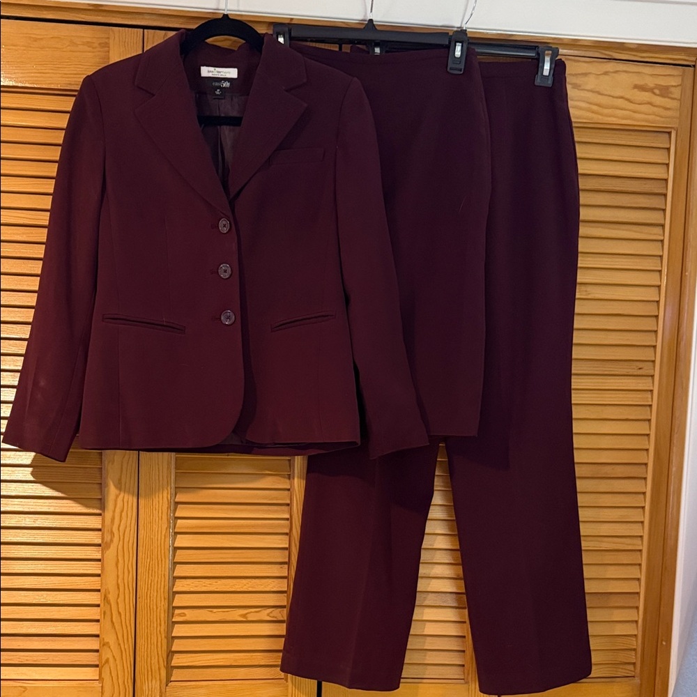 East 5th Burgundy Blazer, skirt and Pants Set
